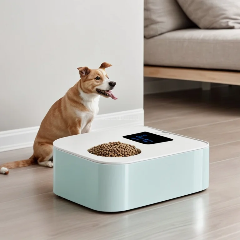 Perro disfrutando de alimentación automática